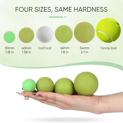 Silicone Massage Lacrosse Balls Set - Small Hard Myofascial Release Balls for Feet, Hands, Neck, Yoga, Deep Tissue Muscle Mobility Massage (4-Pack)