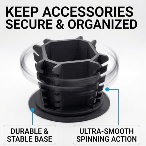 Fingerboard Display Rack Holder,360° Rotating,Pro Finger Skateboard Organizer for 20 Decks and Accessories,with Center Storage,Desktop Storage Tower for Fingerboard and Mini Collectibles,Heavy Duty