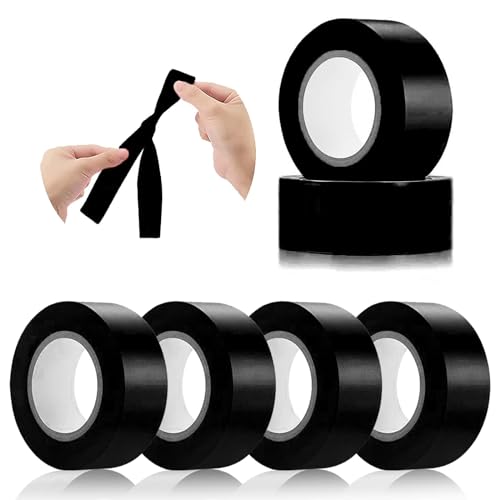 6 Pack Black Flagging Tape, Non-Adhesive Plastic Ribbon Neon Marking Roll | 1"*600ft, Marking Tape for Tree Marking, Hunting, Boundaries and Hazardous Areas,Trail Marking - color: Black