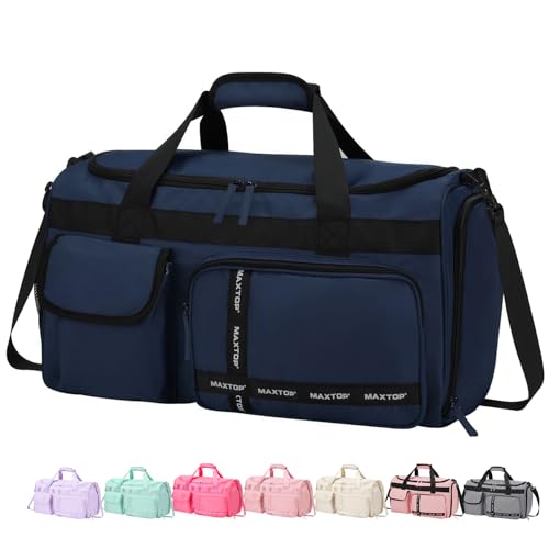 MAXTOP Gym Bag for Women Men Travel Duffle Bag Large Capacity Carry On Weekender Overnight Bag With Shoe Compartment Gym Tote Dry Wet Separation Duffel Bag for Travel - color: Dark Blue, style: Gym Bag