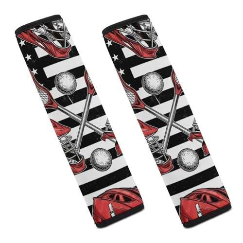2 Pack Lacrosse American Flag Seat Belt Cover Universal Fit Seat Belt Cushion for Kids, Stroller Pushchair High Chair, Neck and Shoulder Support - color: Pattern 1070