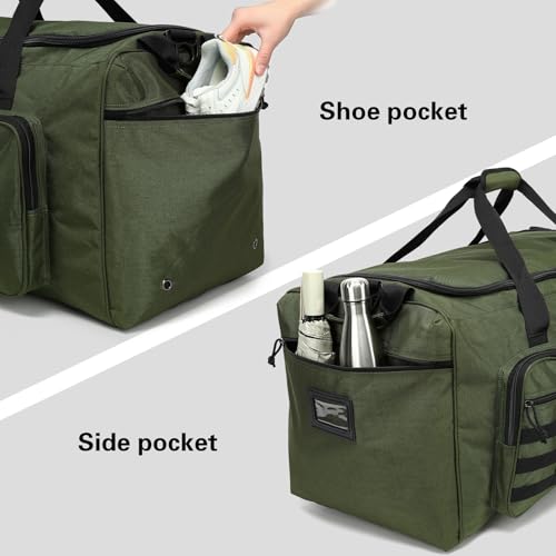 120L Extra Large Duffle Bag for Men, 32" Heavy Duty Sports Gym and Travel Duffel Bag with Shoes Compartment, Equipment Gear Bag for Football Soccer Baseball Hockey Helmets Pads, XL Giant Green - color: Green