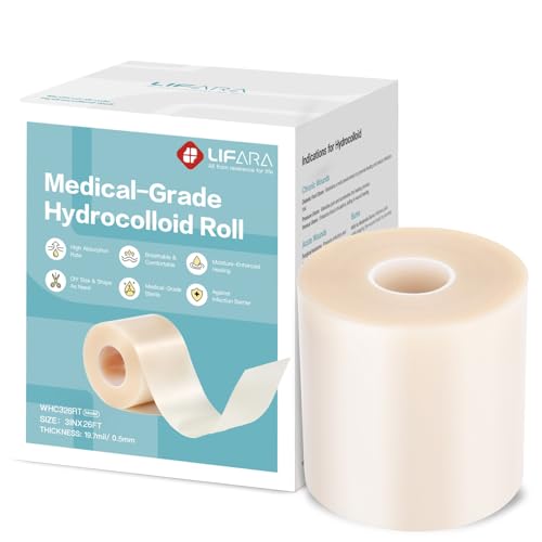 LIFARA Hydrocolloid Roll for Wound Care - Cut-to-Size, Hydrocolloid Patch Bandages with Self-Adhesive, Ultra Absorbent & Waterproof, First Aid Kit Essential (19.7mil/ 0.5mm Thickness, 3in*26ft) - size: 3in*26ft, 19.7mil/ 0.5mm Thickness