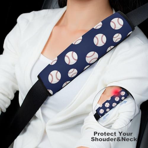 Universal Soft and Comfortable Seat Belt Shoulder Pad for Adult Use, Most Cars, 1 Pair Baseball Navy Harness Pads Strap Anti-Slip Pad - color: Pattern 601