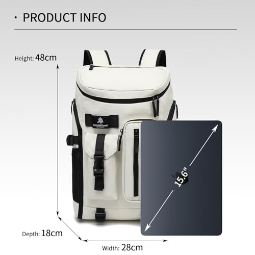 tennis mountain climbing travel backpack, independent shoe compartment for sports and fitness, waterproof 15.6-inch computer bag - color: Almond White