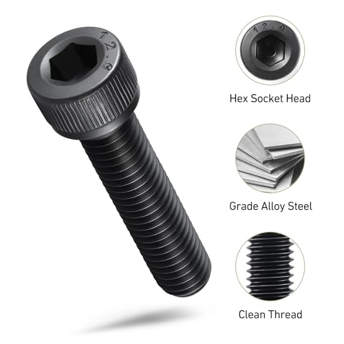 M5-0.8 x 30mm Bolt, 60PCS M5 Hex Socket Head Cap Screws Bolts, 12.9 Grade Alloy Steel, Full Threads, Allen Socket Drive, with Hex Spanner - size: M5x30mm