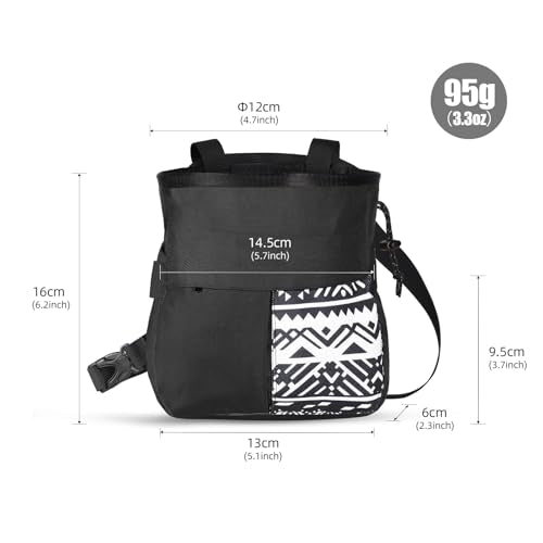 RiToEasysports Chalk Bag, Large Capacity Mountaineering with Trapezoidal Bottom Holds with Dual Hanging Points for Outdoor Sports - size: Small Black