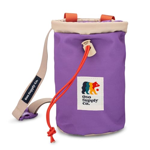 Oso Supply Co - Classic Chalk Bag for Rock Climbing, Bouldering Chalk Bag Bucket with Quick-Clip Belt, Zippered Pockets and Pouch - Perfect Indoor/Outdoor Rock Climbing Gear Equipment - color: Lavender