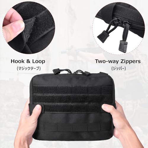 Azarxis Equipment Multi-Purpose Tactical EDC Admin MOLLE Pouch Utility Tools Bag Organizer Military Waist Belt Modular Attachment - color: #03 - Black