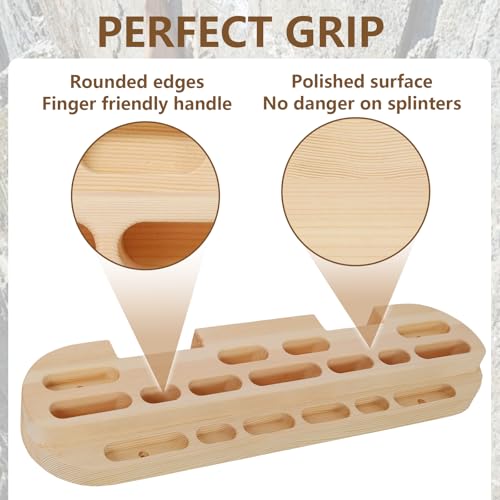 HRVEOCEI Climbing Hangboard for Rock Climbing Training – Wooden Fingerboard with Multi-Grip Design – Strengthen Fingers & Grip – Easy Mount for Home & Gym - color: Brown 1