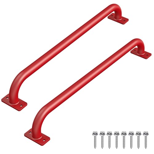 SELEWARE 30" Red Playground Ladder Handle Metal Playset Handles Grab Bars | 500LB 2Pcs Heavy Duty Steel Kids Playground Handles for Indoor/Outdoor Ladder Handrail Swing Set Treehouse Rock Climbing Wall - color: D: red-30"-2 Pcs