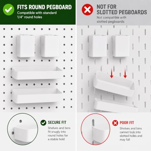 FZK 28-Packs Peg Board Organizer Accessories Kit, Transparent | Includes ABS bins, shelves, book racks, and pegboard hooks, fits standard pegboards, ideal for home, office and craft room - color: Clear