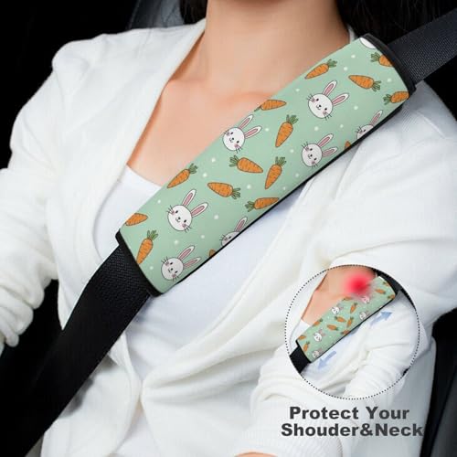 2PCS Cartoon Rabbit Cute Bunny Carrot Car Seat Belt Pad Universal Fit Seat Belt Covers Cushion for Kids, Car Seats Pushchair Strollers High Chair Pushchair, Easy Install (No Tool) - color: Pattern 903
