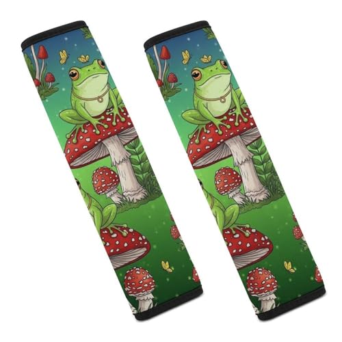 2 Pack Soft Padded Seat Belt Cover for Girls and Boys, All Vehicles, Mushroom Frog Harness Pads Strap, Anti-Slip Pad - color: Pattern 473