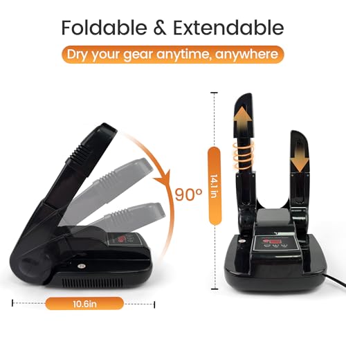 Boots and Shoes Dryer, Glove Dryer & Boot Warmer with Heat Blower, Portable Adjustable Rack and Timer, Folding Design & Quick Drying for Shoes, Gloves, Hats, Socks, Ski Boots