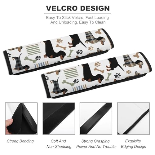 1 Pair Cute Puppy Pet Wiener Dog Dachshund Plaid Seat Belt Shoulder Pad Soft Padded Seat Belt Cushion for Adult Use, Stroller Pushchair High Chair, Pressure Relief - color: Pattern 585