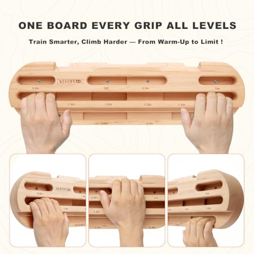 Wooden Climbing Hangboard, Training Hang Board, Rock Climbing Fingerboard with Incremental Depth Pockets for Finger & Forearm Strength, Grip Training and Pull-ups for Climbers Gift