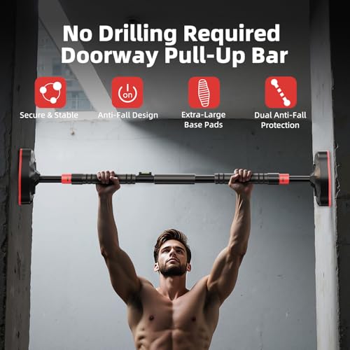 Adjustable Doorway Pull-Up Bar for Home Gym, Multi-Position Chin-Up & Pull-Up Bar for Upper Body Workouts (37"–47" Wide)