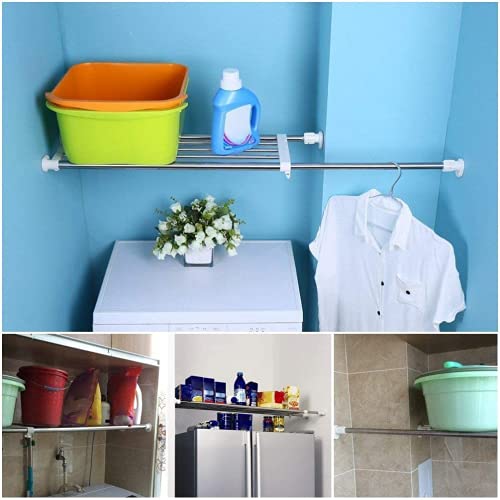 BAOYOUNI Tension Closet Shelf Heavy Duty Organizer Rack Stainless Steel Expandable Storage Shelves Rod Ivory, 39.76-60.04 Inch - size: (38.98-60.24) IN