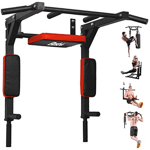 BESTHLS Wall Mounted Pull Up Bar and Dip Station, Heavy Duty Wall Mount Pull-up Chin Up Bar Multifunctional Home Gym Workout Indoor Exercise Equipment Support to 440 Lbs - style: Pull-up & Dip Station