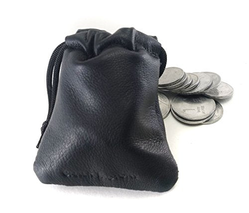 3 Pack Lambskin Leather Drawstrings Pouch: Black, 11.5cm X 11.5cm - color: Black