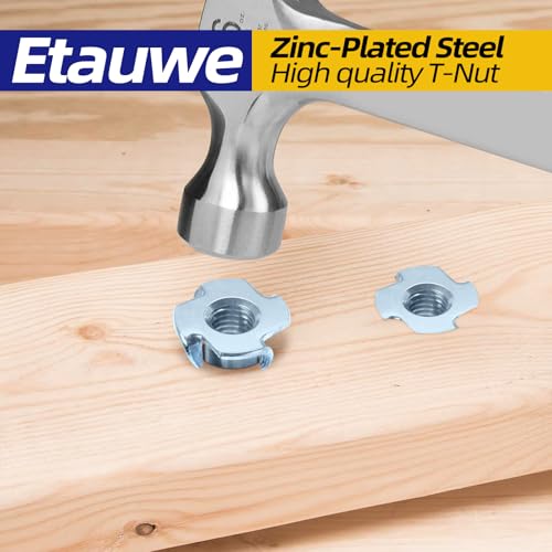 M5 T-Nuts zinc Plated Steel, 4-Pronged Tee Nut for Wood, Rock Climbing Holds, Furniture, 100 PCS - color: Zinc Coated Steel, size: M5