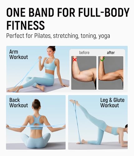 Upgraded Figure 8 Resistance Bands, Resistance Bands for Arms & Full Body Workout, Stretch Resistance Band with Handles for Yoga, Pilates, Toning, Home Fitness & Physical Therapy - color: 25LB Blue