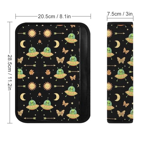2PCS Mystical Alien Cosmic Witch UFO Owl Butterfly Mushroom Celestial Seat Belt Shoulder Pad Soft Padded Harness Pads Strap for Adults and Children, All Vehicles, Anti-Slip Pad - color: Pattern 1072