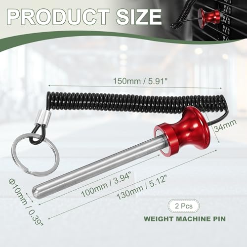 Weight Stack Pin, Weight Gym Pin Strength Training Equipment Replacement with Pull Rope for Commercial Home - color: Red, size: 0.4 x 3.9 Inch