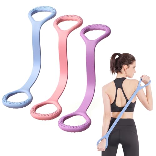Figure 8 Resistance Band with Handles, 3-Pack | Elastic Exercise Band, For Arm Back & Shoulder Full Body Workout, Non-Slip 8 Shaped