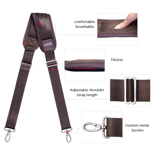 Shoulder Straps 79 inch Adjustable with Thick Soft Fixed Shoulder Pad | with Metal Swivel Hooks for Laptop Bag, Messenger Bag, Tool Bag, Camera,Luggage,for Mens and Womens - color: Brown