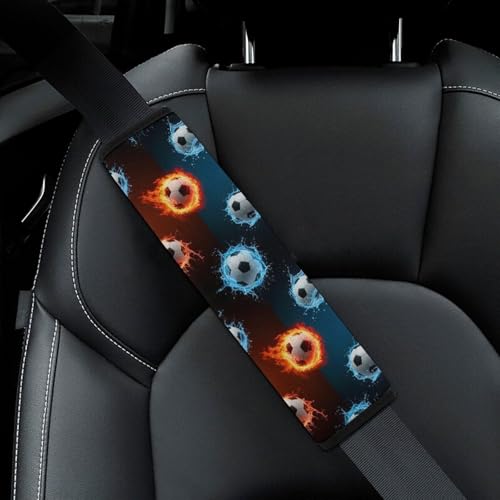 Universal Fit Soccer Flame Soccers Car Seat Belt Pad for Elderly Support, Stroller Pushchair High Chair, 1 Pair Shoulder Harness Cover Neck and Shoulder Support - color: Pattern 376