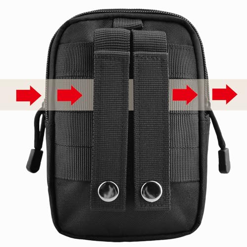 TRIWONDER Tactical Phone Pouch Molle, Smartphone Holster Bag EDC Utility Cellphone Lock Card Holder Organizer Fit for Waist Belt Case - color: 04 Black