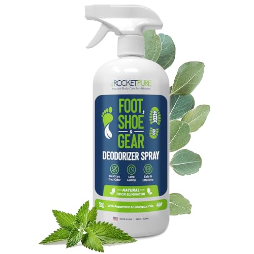Rocket Pure Natural Foot and Shoe Deodorizer Spray, Deodorant and Odor Eliminator for Smelly Feet, Smell Remover, Formulated with Essential Oils, Made in the USA, Mint, 32 fl oz (Pack of 1)