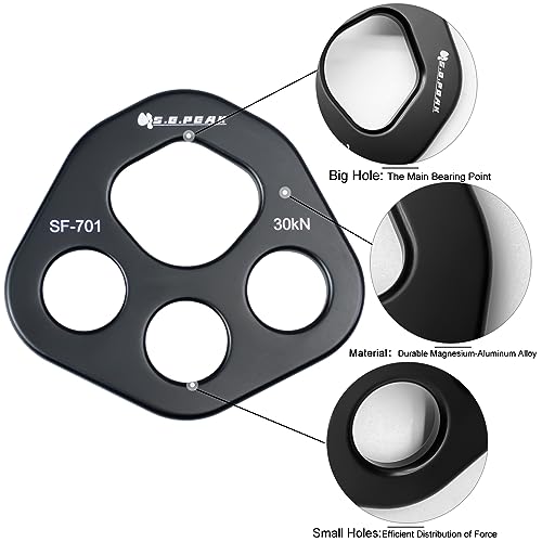 SEPEAK 30kN Rigging Plate, Force Divider Plate Bear, Anchor Multipliers Connector Gear for Yoga Hammock Descender Rock Climbing