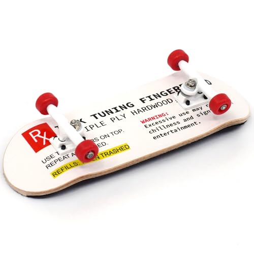 Teak Tuning 32mm Pro Fingerboard Heat Transfer Graphic Complete - Fully Assembled with Pro Level Parts - Pro Shaped Wood Deck (34x97mm), UltraSpin Wheels, Prodigy Trucks - Teak Prescription - color: Teak Prescription