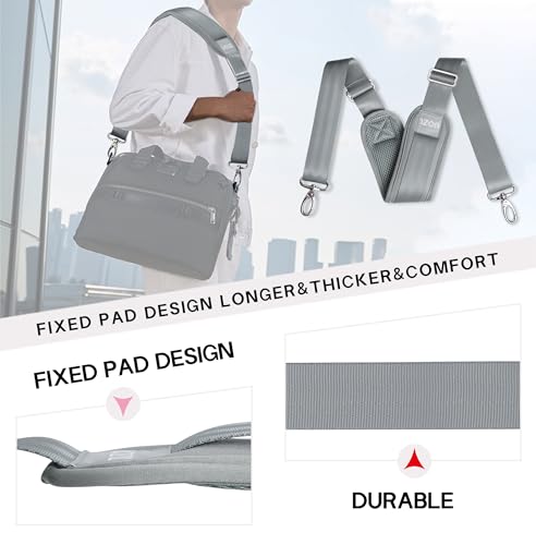 59 Inch Shoulder Straps, Soft with Ultra-Thick Fixed Shoulder Pad, Two Way Independently Adjustable Buckle Replacement Straps for Laptop Bag Messenger Bag Tool Bag Luggage,Gray - color: Gray, size: 59 inch