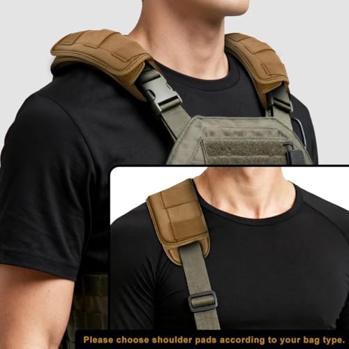 ZINMARK Tactical Shoulder Pad with Ultra-Thick Cushion for Vest Shoulder Straps and Backpacks, Comfort and Breathable,Khaki - color: Khaki