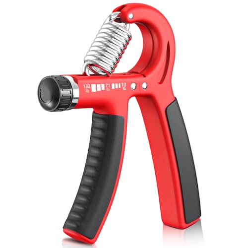 FitBeast Grip Strengthener Forearm Strengthener, Adjustable Hand Grip Strengthener for Strength Training & Rehabilitation, 10-132 lbs Resistance, Ideal for Athletes and Physical Therapy (1 Piece) - color: Red