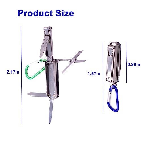 5 in1 Multi Tool Nail Clippers,Keychain,Scissors,Nail Files,Portable Nail Clippers,Stainless Steel Foldable Nail Cutter,Mini Multi Purpose Pocket Nail Clippers,Travel,Hiking,Camping