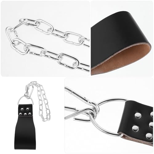 Weightlifting Dip Belt with Heavy Duty Iron Chain Adjustable Pull-up and Squat Workout Belt for Men and Women Fitness Training