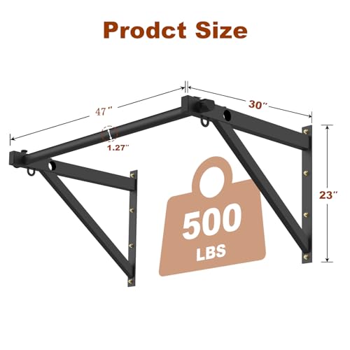 Wall Mounted Pull Up Bar, Adjustable Depth Pull-up Bar with 500LBS Weight Capacity, Maintain Upper Body Strength & Core Stability, Home or Garage Gym Chin Up Workout Training Station