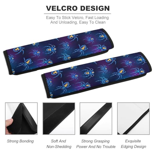 Universal Soft and Comfortable Seat Belt Shoulder Pad for Adult Use, Most Cars, 1 Pair Fantasy Spider Purple Blue Harness Pads Strap Anti-Slip Pad - color: Pattern 439