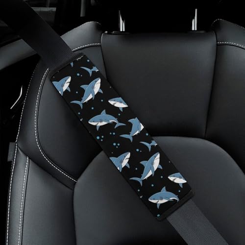 2 Pack Blue Shark Car Seat Straps Shoulder Pads Universal Fit Neck Strap Covers for Adults and Children, All Vehicles, Pressure Relief - color: Pattern 24