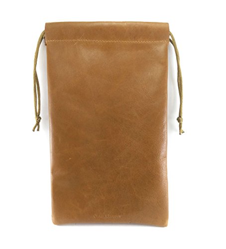 Multiple use Lambskin Leather Pouch with Drawstrings: (Tan, 23 cm X 31 cm) - color: Tan