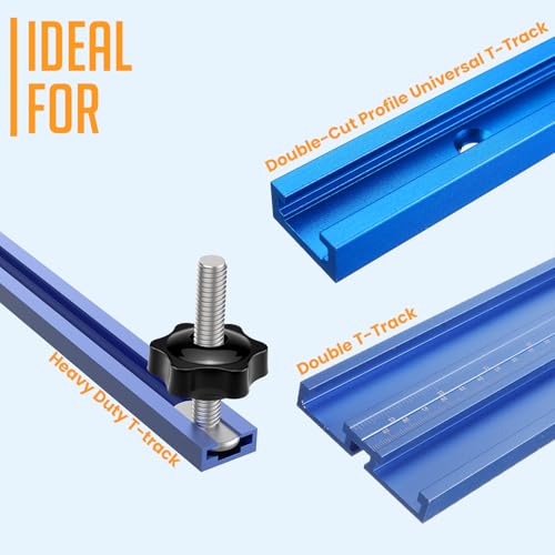10 Sets 1/4"-20 T-Slot Fastener Kit | 1-3/4 Inch T Track Bolts with Star Knob Nuts | Heavy Duty Accessories | For Woodworking Fixture Installation - size: 1-3/4 Inch