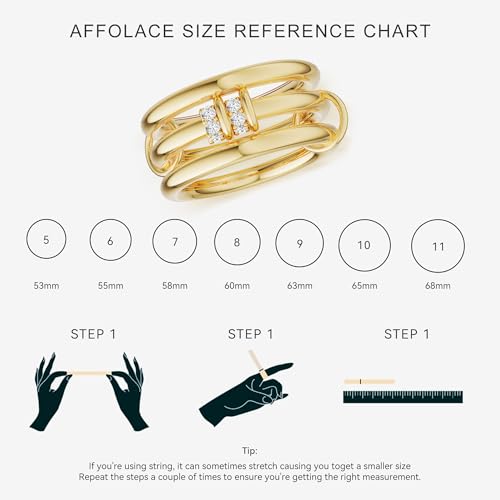 Gold Stackable Rings for Women Non Tarnish, Dainty 14K Gold/Silver Plated Cubic Zirconia Spinelli Ring Chunky Multi Rings Mixed Metals Ring Stack Set Non Tarnish Jewelry - color: Plain-Gold, size: 10