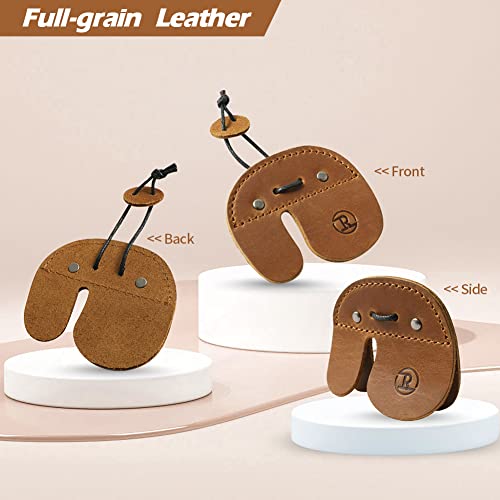 Leather Archery Finger Tabs,Handmade Archery Finger Guard for Shooting Practice Gear, Recurve Bow Fingers Tab - color: Yellow Brown