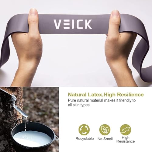 VEICK Pull Up Assist Resistance Bands for Home Gym | 100% Natural Latex, Non Slip Leather Texture, Space Saving, Versatile for Full Body Training, Home Gym - color: Green/Purple Set of 5