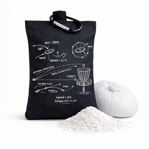 Refillable Disc Golf Chalk Bag with Carabiner, 2 Chalk Balls Included – Grip Bag for Dry Hands & Consistent Release, Frisbee Golf Accessory - style: Flight Path – Black